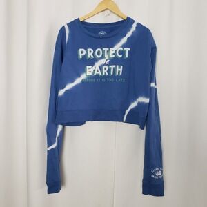 Parks Project Sierra Club Protect The Earth Cropped Blue Tie Dye Sweatshirt XL